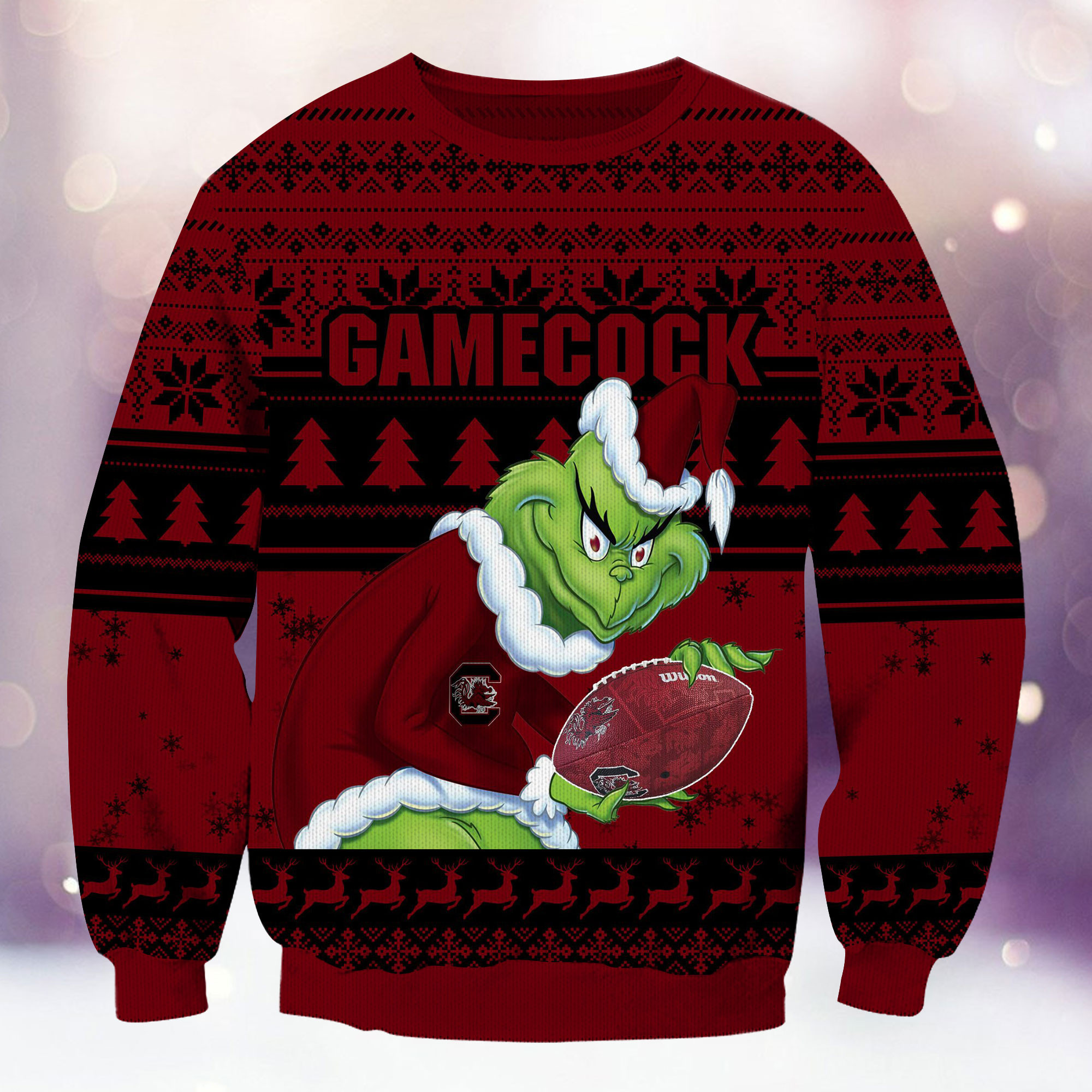 South Carolina Gamecocks Grinch Ugly Christmas Sweater Adult 3D Funny Matching for family - Image 2