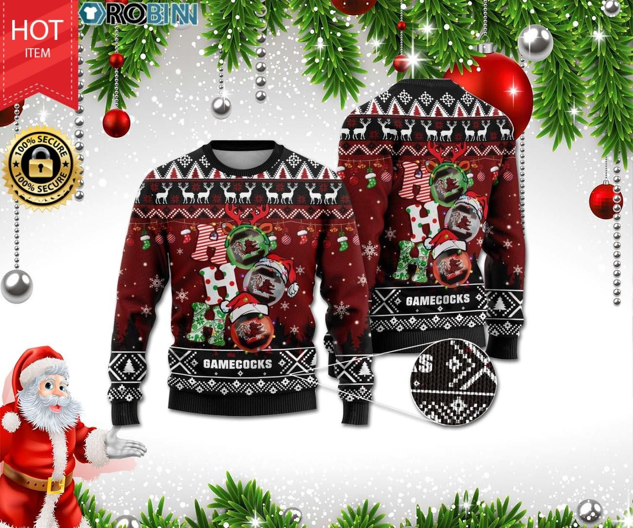 South Carolina Gamecocks Ho Ho Ho Ugly Christmas Sweater Adult 3D Funny Matching for family