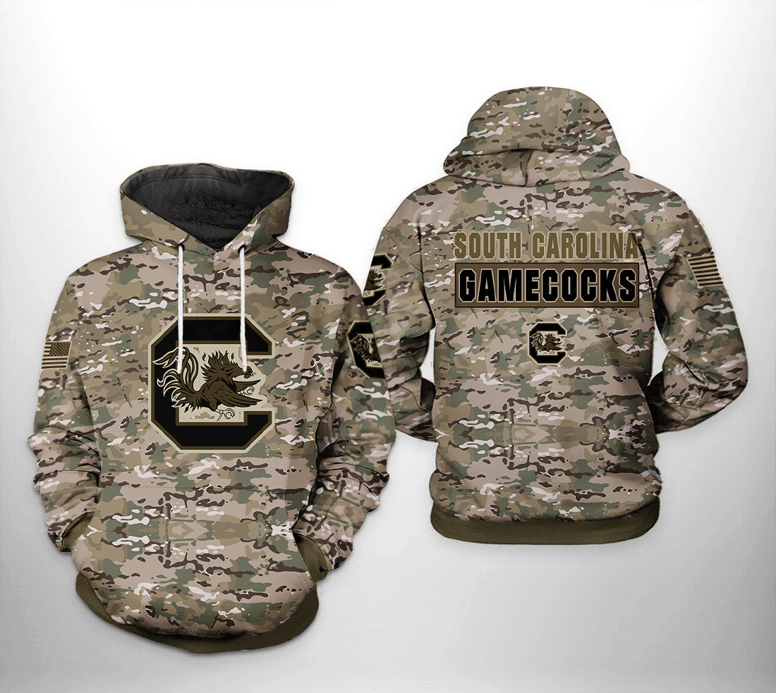 South Carolina Gamecocks NCAA Camo Veteran 3D All Over Print Hoodie, Zip Hoodie