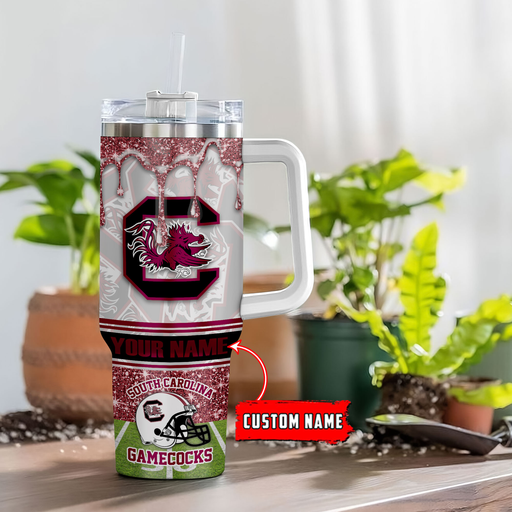 South Carolina Gamecocks NCAA Glitter Custom Stanley Cup 40 oz 30 oz Tumbler With HandleTVC230117