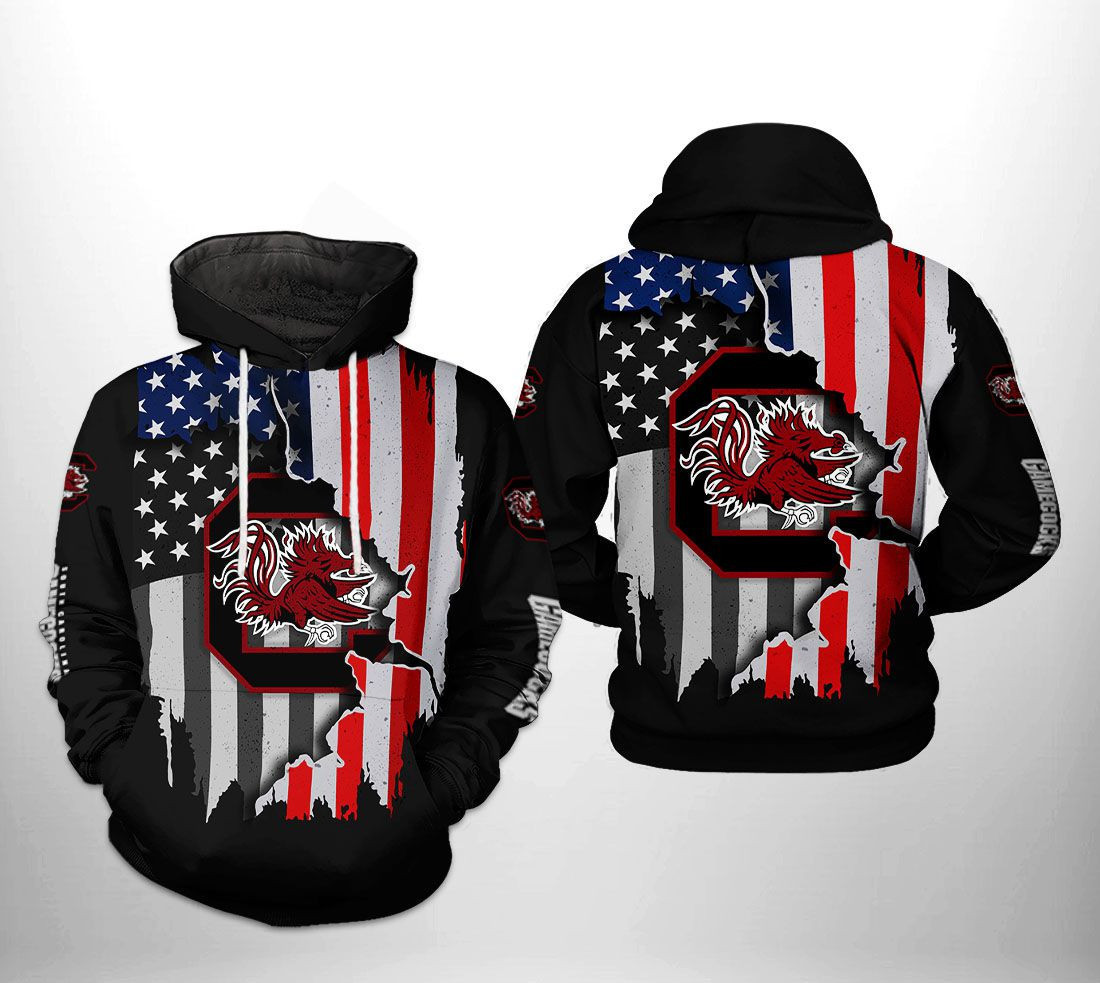South Carolina Gamecocks NCAA US Flag 3D All Over Print Hoodie, Zip Hoodie