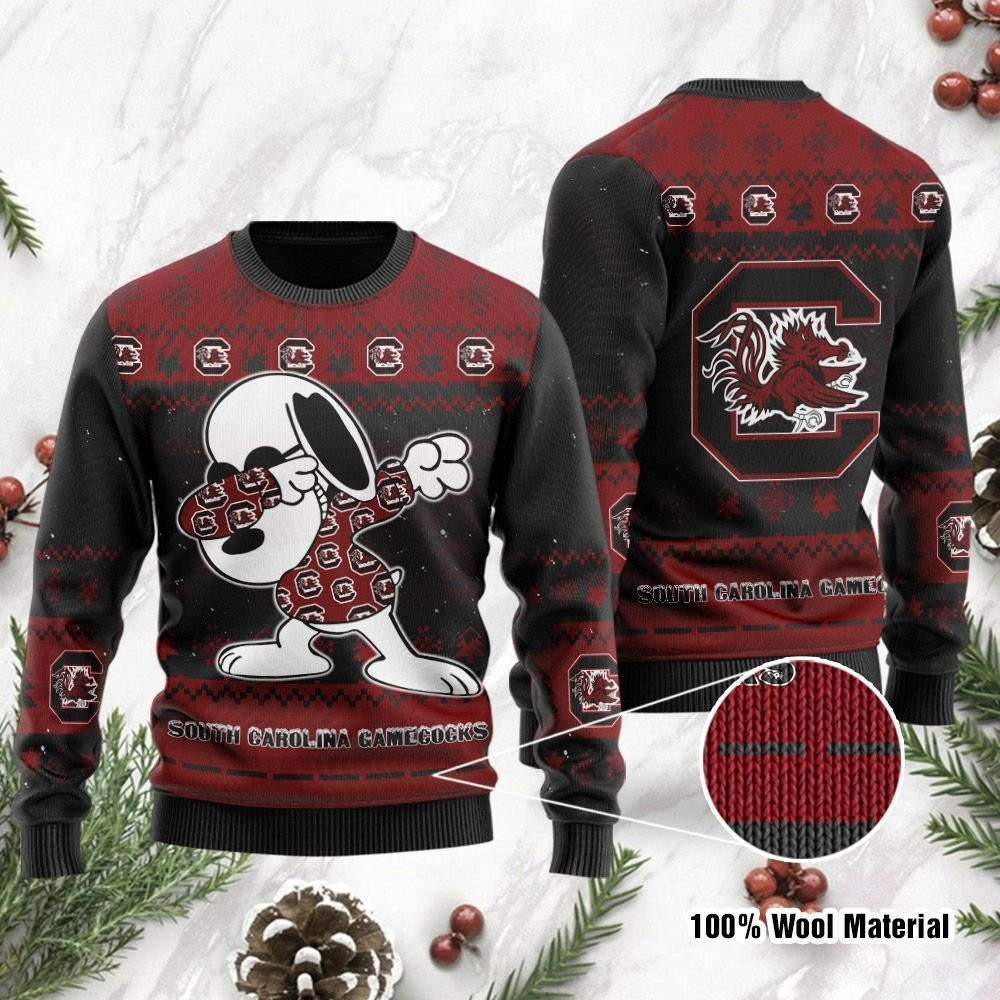 South Carolina Gamecocks Snoopy Dabbing Ugly Christmas Sweater Adult 3D Funny Matching for family