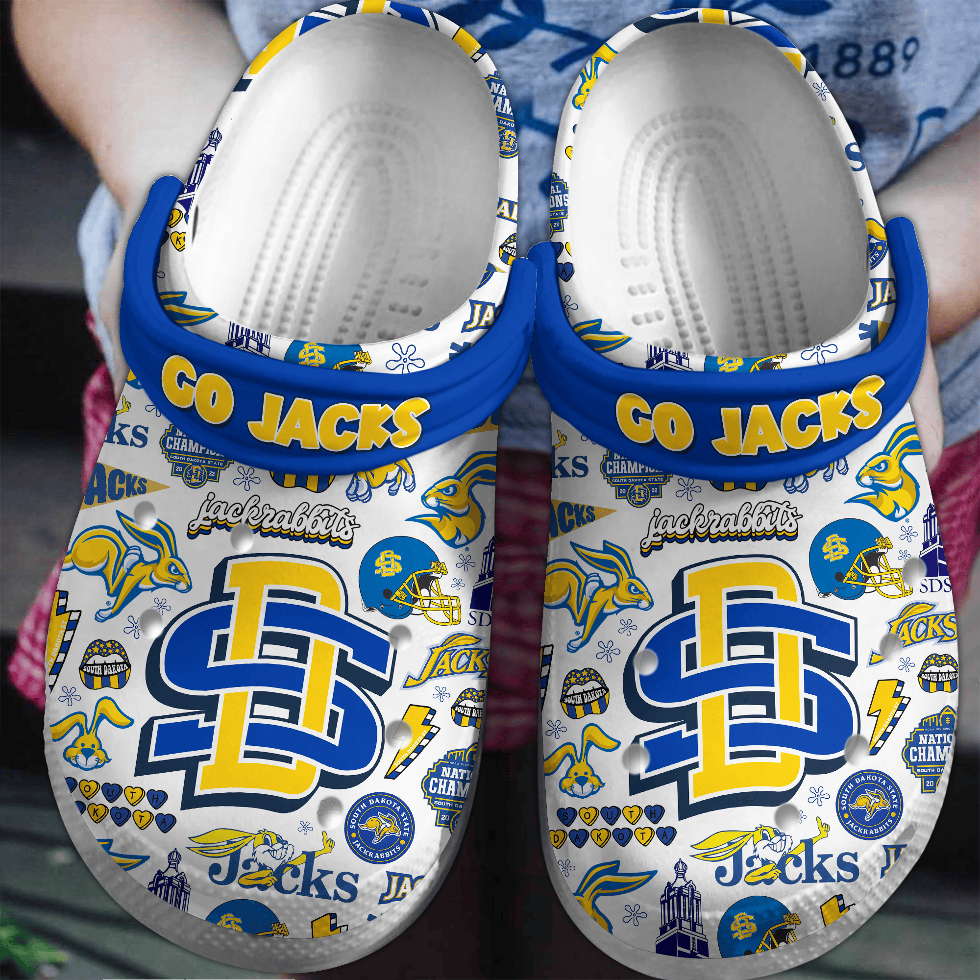 South Dakota State Jackrabbits NCAA Sport Crocs Crocband Clogs Shoes Comfortable For Men Women and Kids