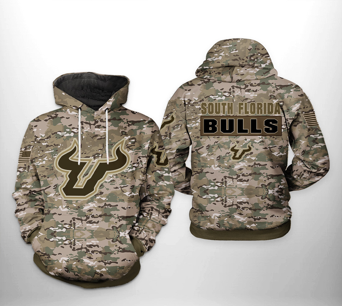 South Florida Bulls NCAA Camo Veteran 3D All Over Print Hoodie, Zip Hoodie