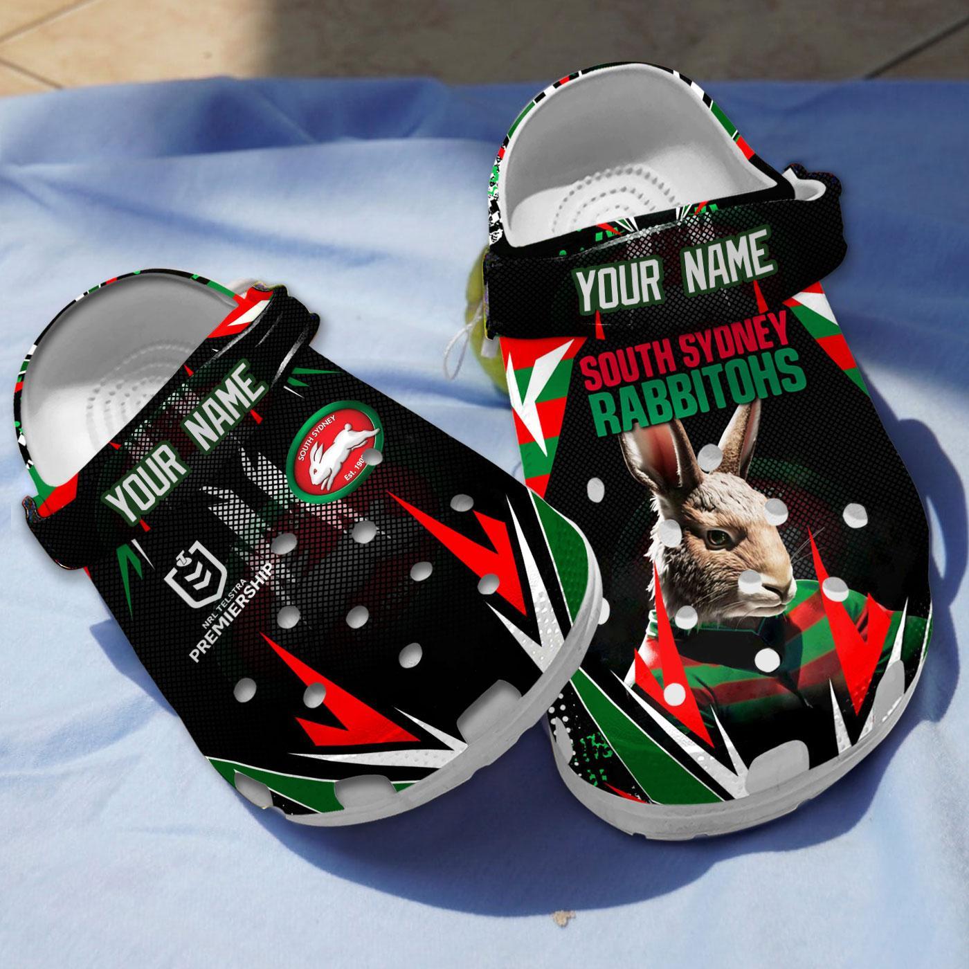South Sydney Rabbitohs NRL Sport Crocs Crocband Clogs Shoes Comfortable For Men Women and Kids