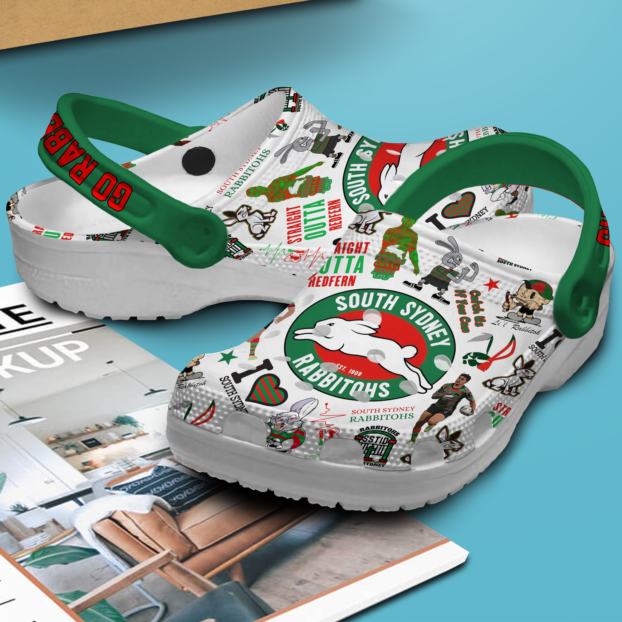 South Sydney Rabbitohs NRL Sport Crocs Crocband Clogs Shoes Comfortable For Men Women and Kids - Image 3