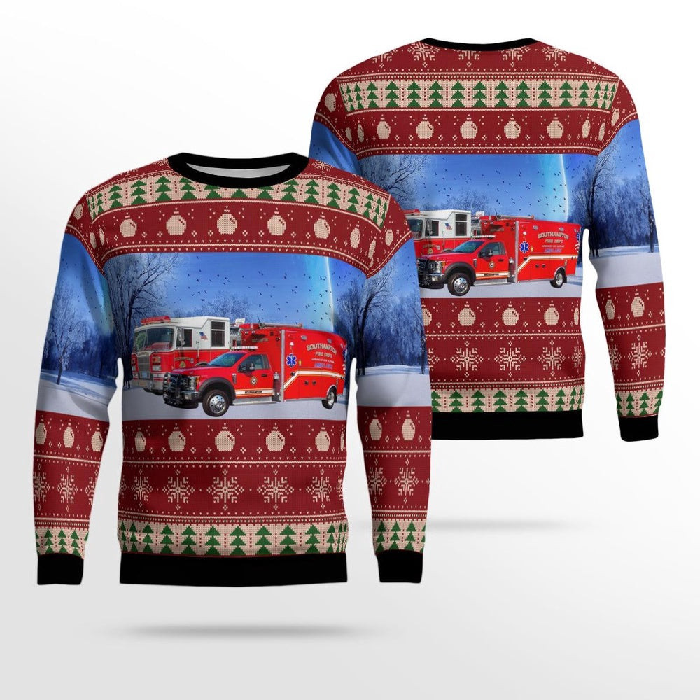 Southampton Massachusetts Southampton Fire Department AOP Ugly Sweater Unisex Christmas Gift