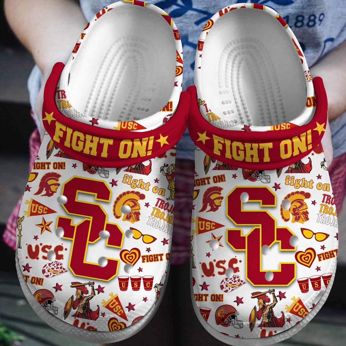 Southern California Trojans NCAA Sport Crocs Crocband Clogs Shoes Comfortable For Men Women and Kids