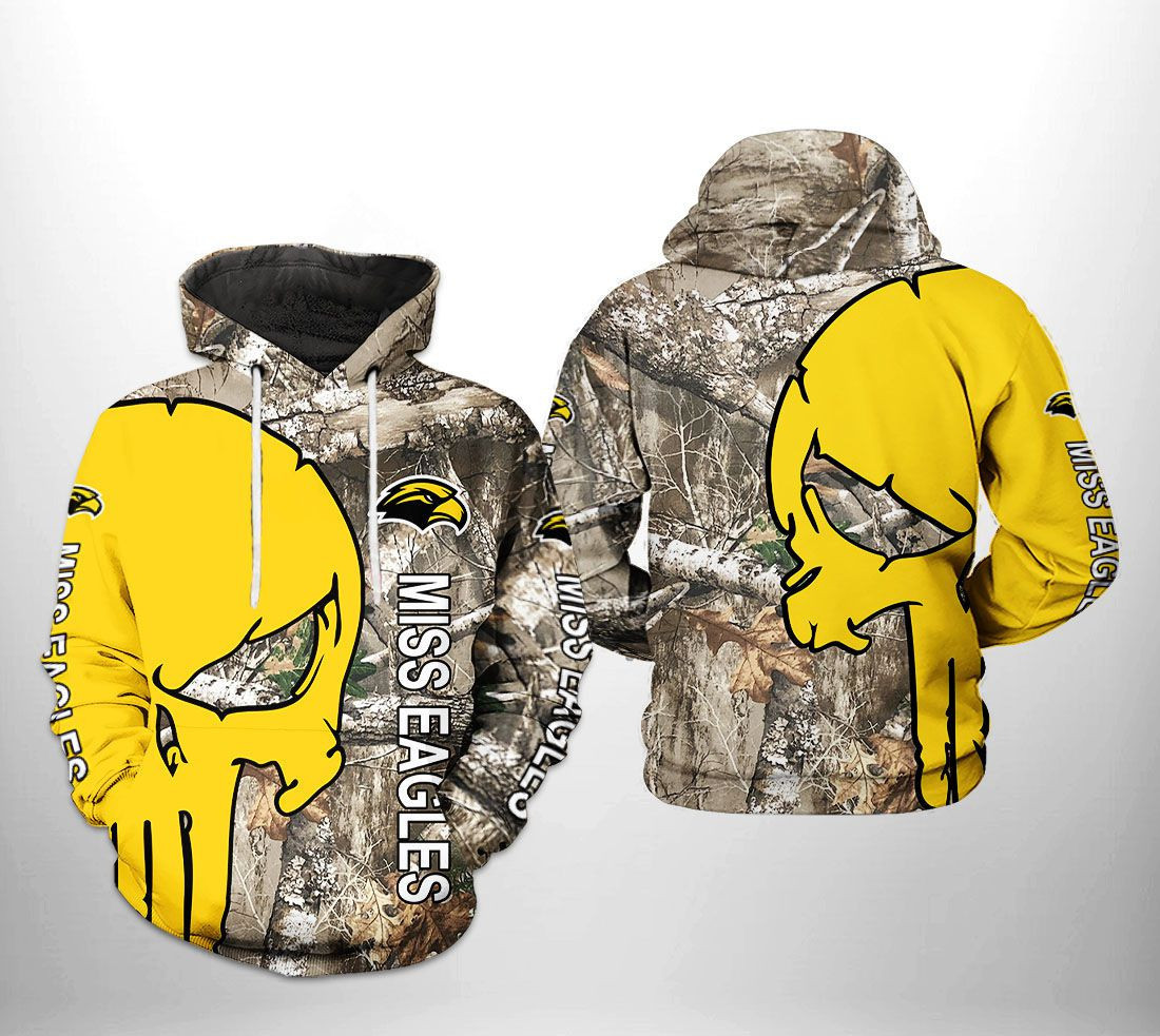 Southern Miss Golden Eagles NCAA Camo Veteran Hunting 3D All Over Print Hoodie, Zip Hoodie