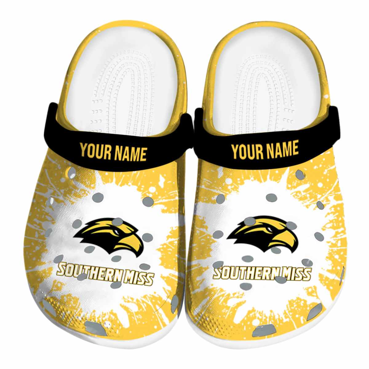 Southern Miss Golden Eagles NCAA Sport Crocs Crocband Clogs Shoes Comfortable For Men Women and Kids