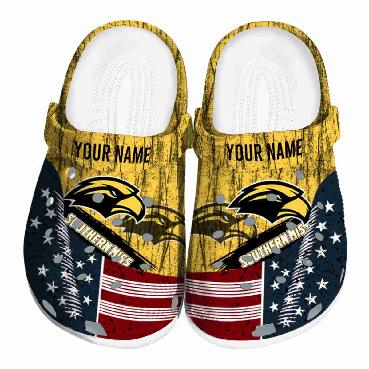 Southern Miss Golden Eagles NCAA Sport Crocs Crocband Clogs Shoes Comfortable For Men Women and Kids