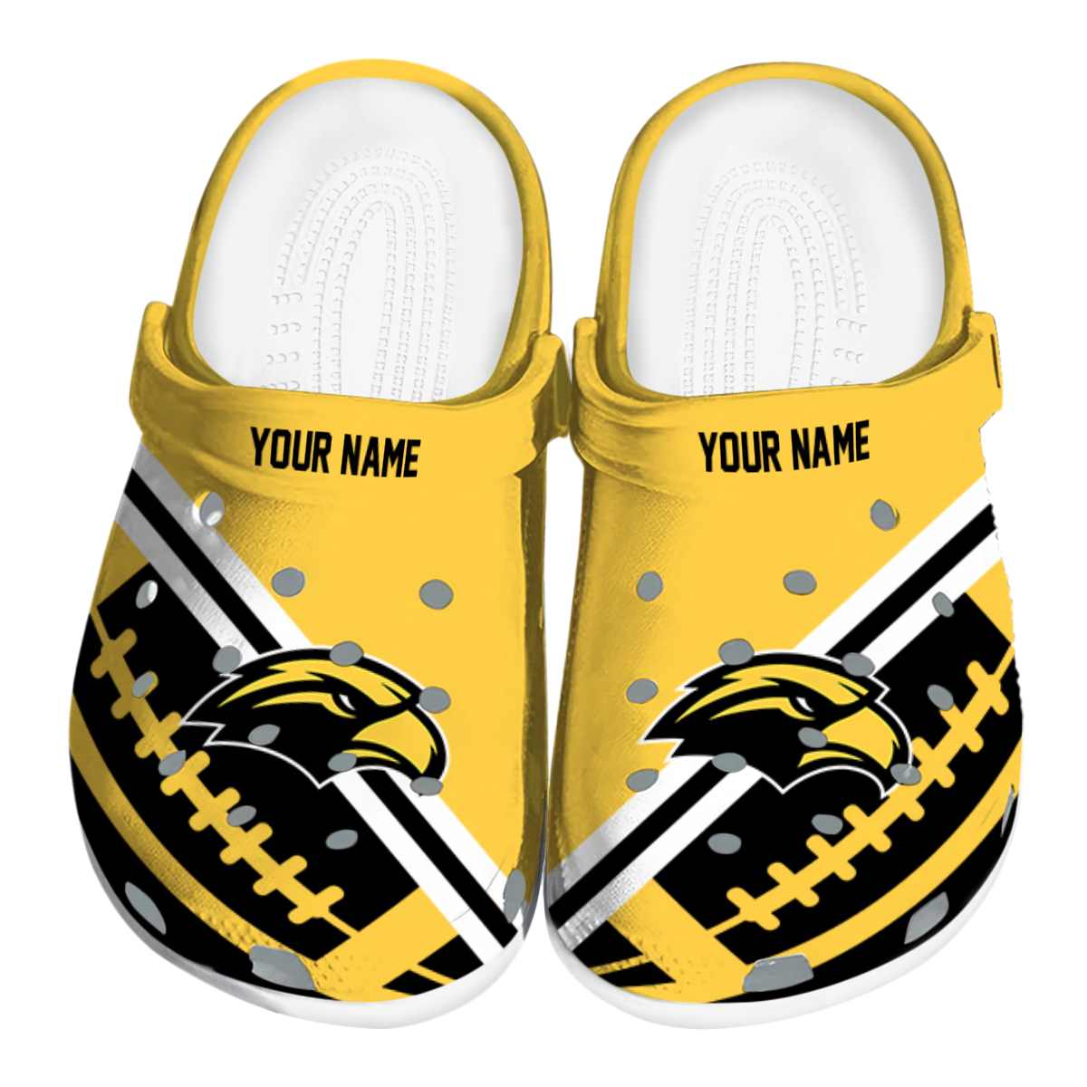 Southern Miss Golden Eagles NCAA Sport Crocs Crocband Clogs Shoes Comfortable For Men Women and Kids
