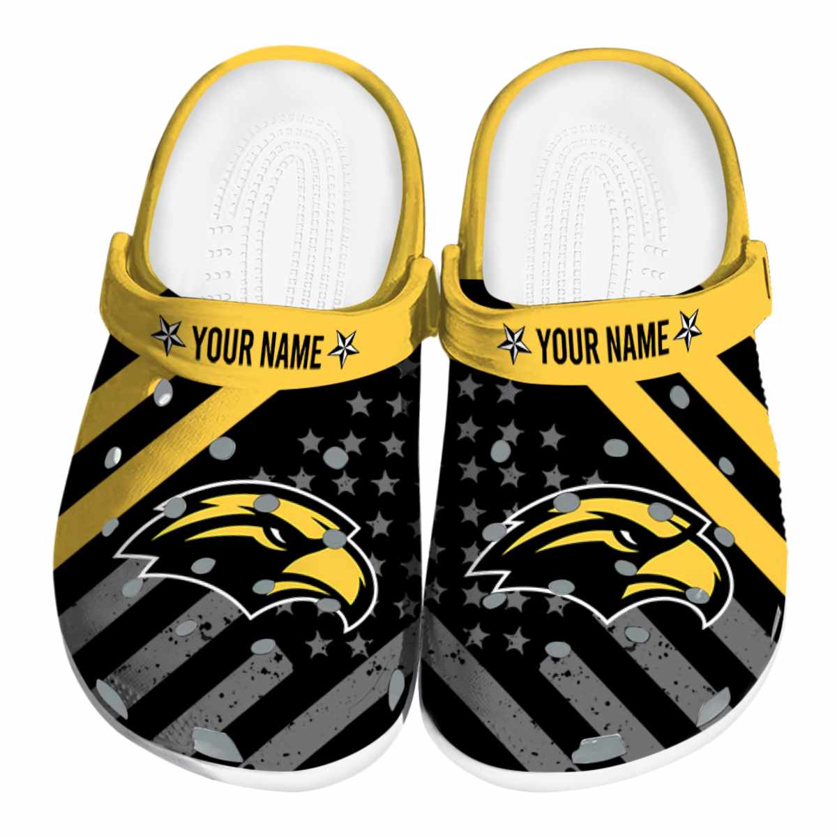 Southern Miss Golden Eagles NCAA Sport Crocs Crocband Clogs Shoes Comfortable For Men Women and Kids
