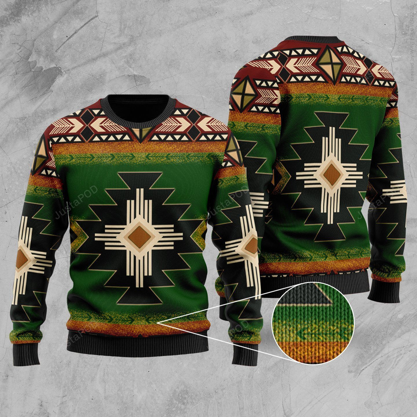 Southwest Green Symbol Ugly Christmas Sweater Adult 3D Funny Matching for family