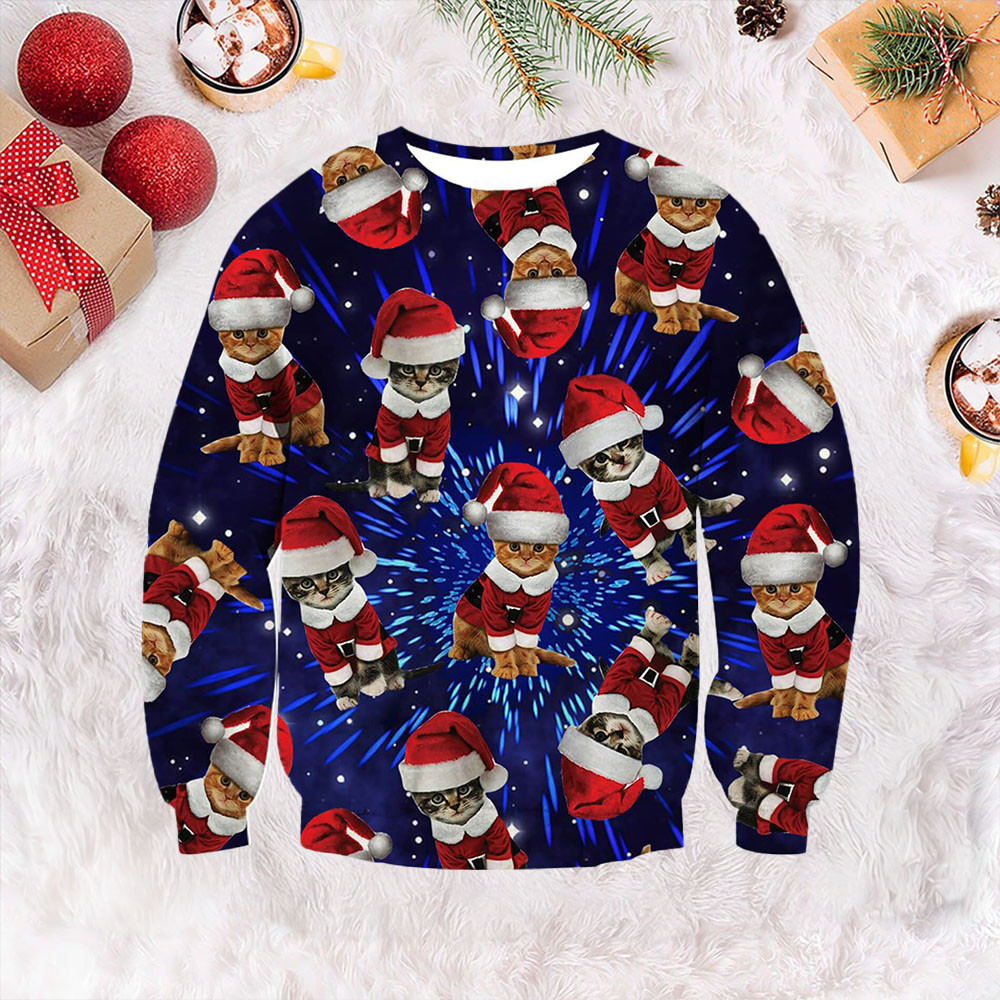 Space Cat Ugly Christmas Sweater Pretty Sweaters For Christmas Gifts For Cat Lovers