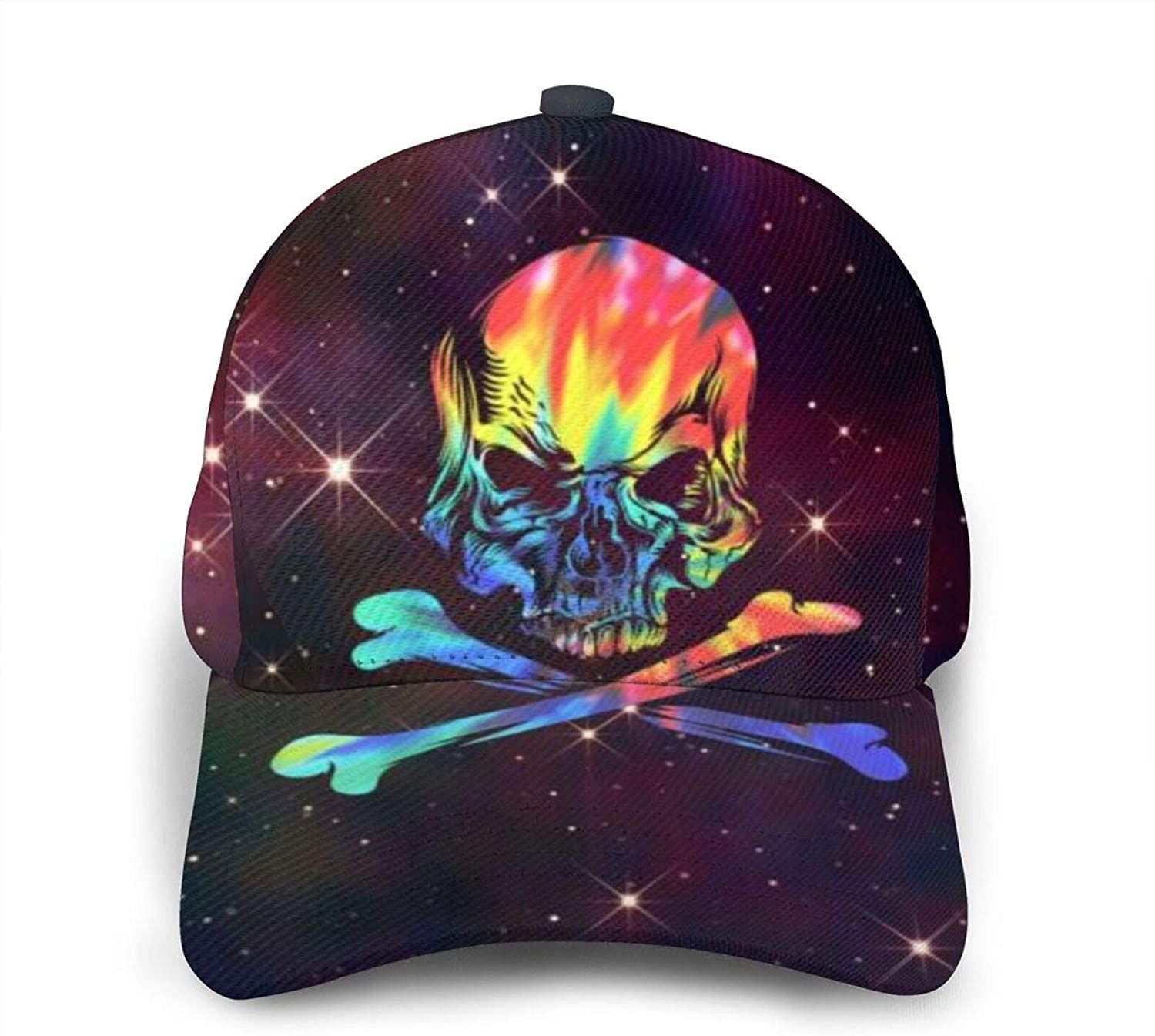 Space Skull Tie Dye Skull Crossbones Galaxy Adjustable Snapback Unisex 3D Printed Baseball Cap Trucker Hats Trucker Hats Custom Hats Gifts For Men & Women
