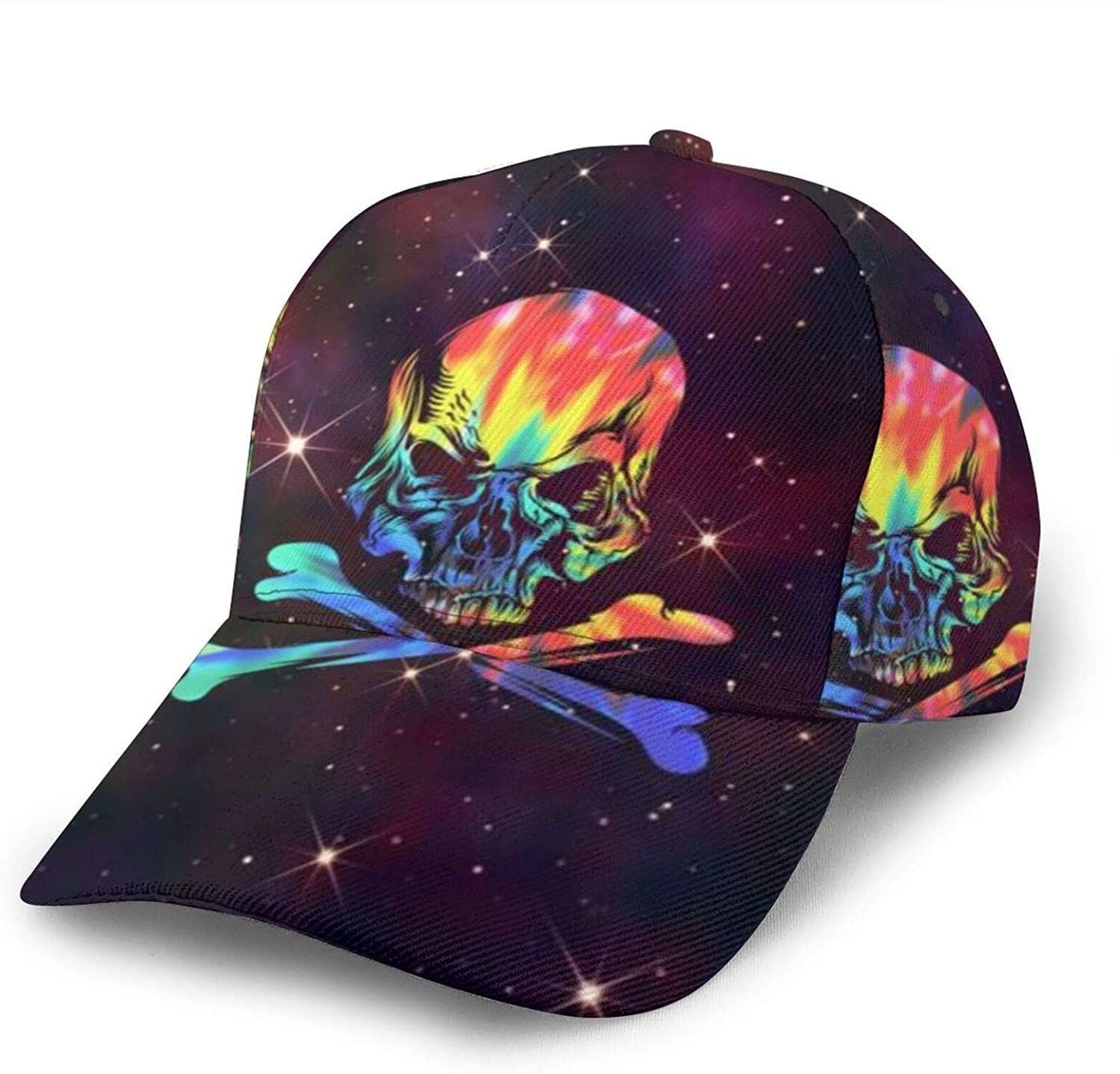 Space Skull Tie Dye Skull Crossbones Galaxy Adjustable Snapback Unisex 3D Printed Baseball Cap Trucker Hats Trucker Hats Custom Hats Gifts For Men & Women