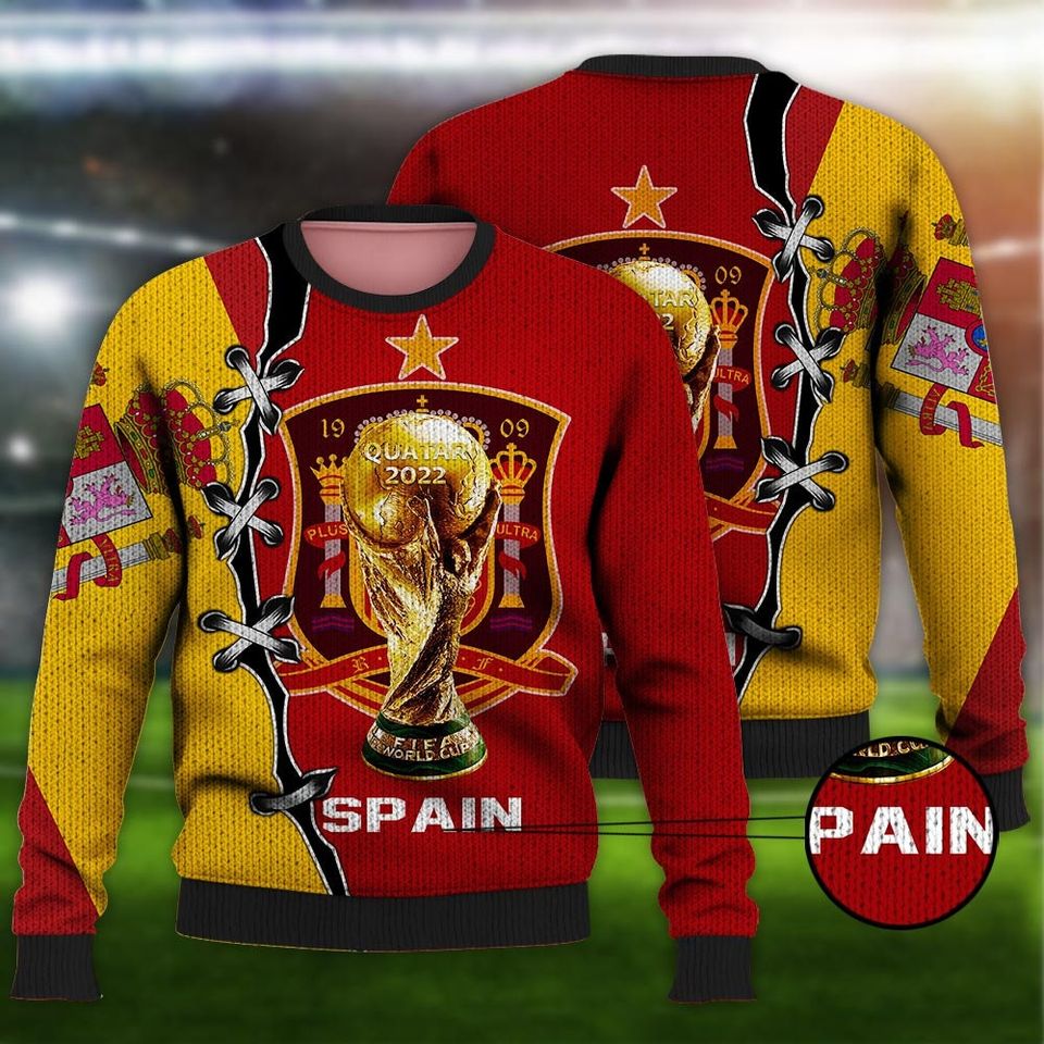 Spain Flag National Soccer Team, Spain World Cup 2022 3D Sweater