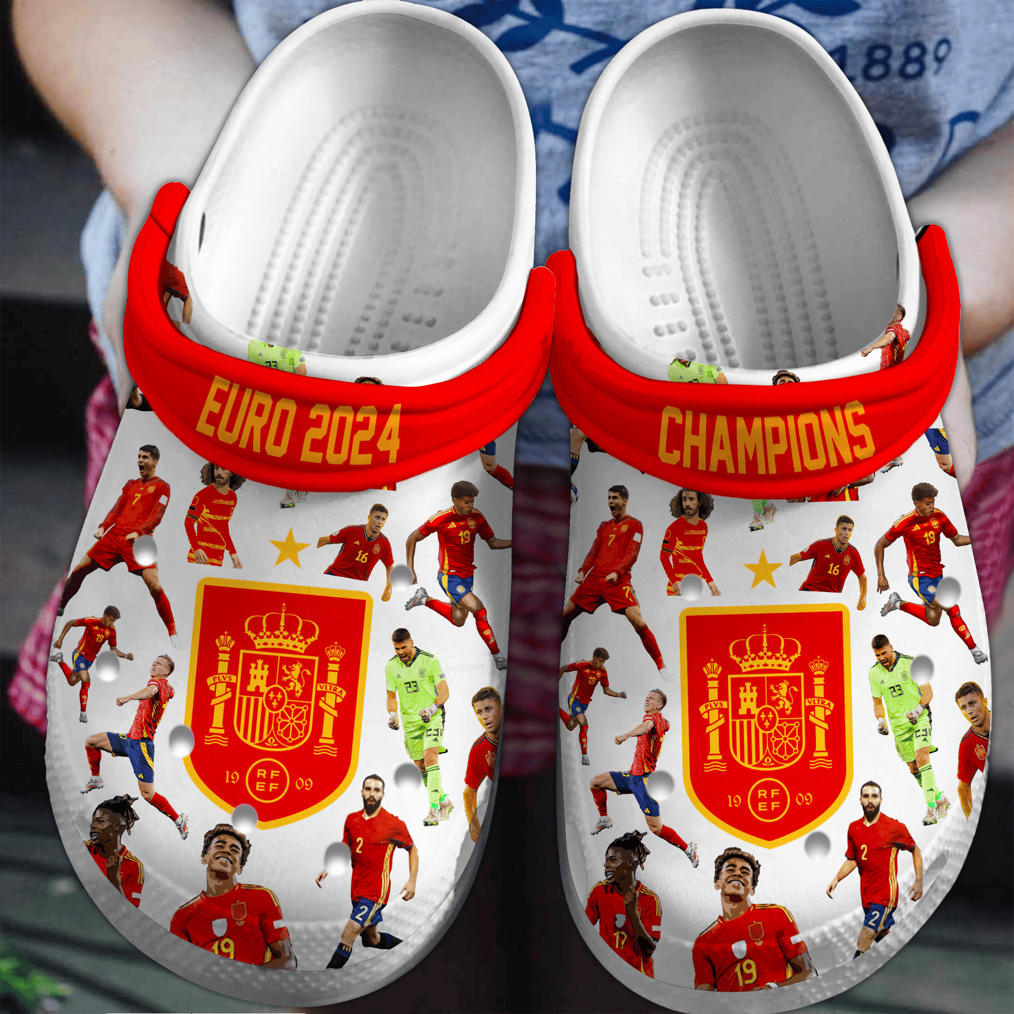 Spain National Football Team 2024 Euro Champions Crocs Crocband Clogs Shoes Comfortable For Men Women and Kids