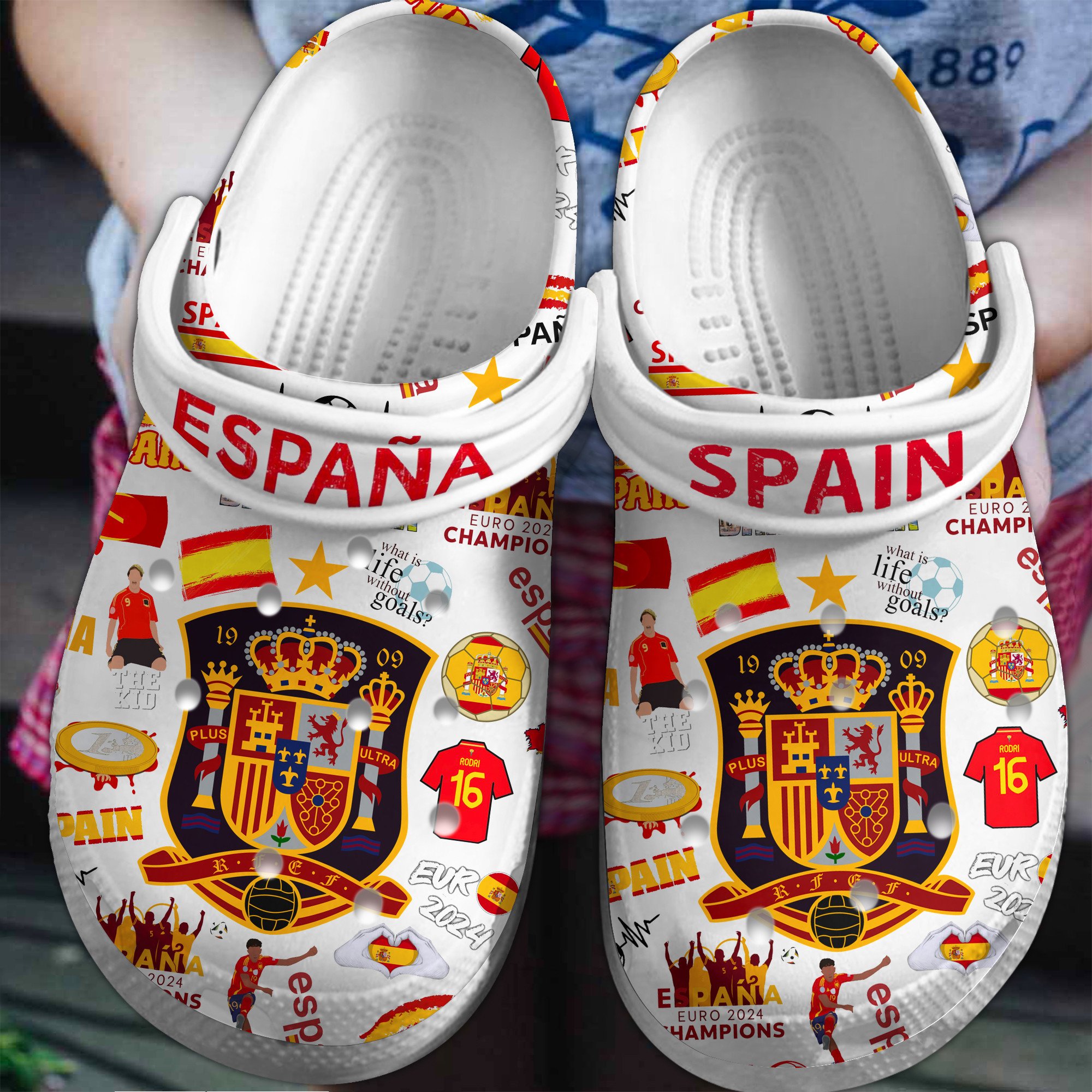 Spain National Football Team 2024 Euro Sport Crocs Crocband Clogs Shoes Comfortable For Men Women and Kids