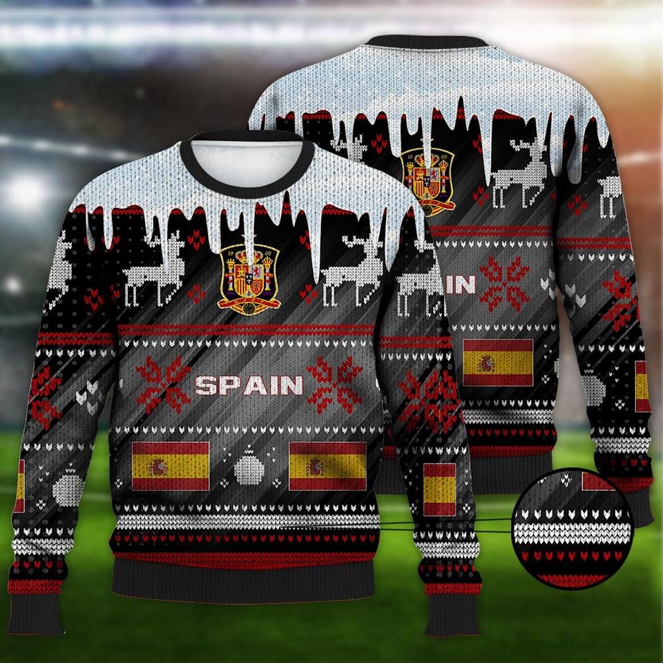 Spain Ugly Christmas Sweater Sport Soccer Team, World Cup 2022 3D Sweatshirt