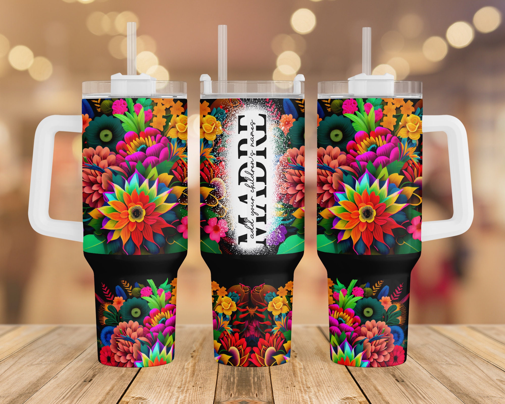 Spanish Mom Colorful Flowers Custom Stanley Cup 40 oz 30 oz Tumbler With HandleTVC2301957