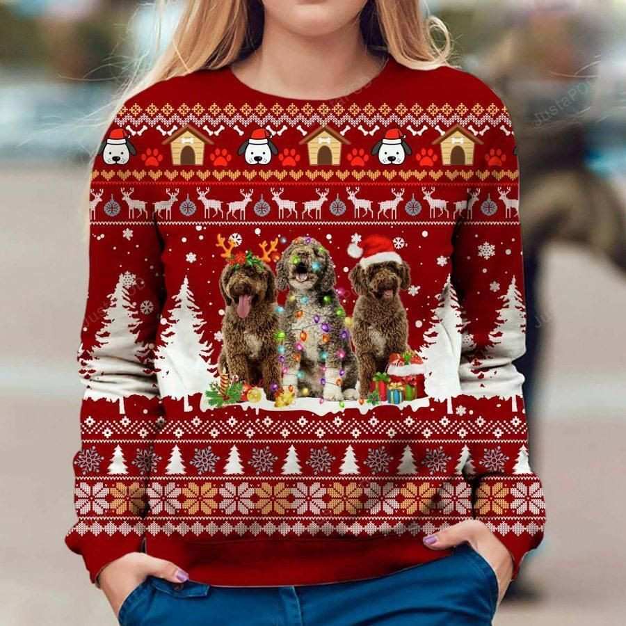 Spanish Water Dog Ugly Christmas Sweater Adult 3D Funny Matching for family