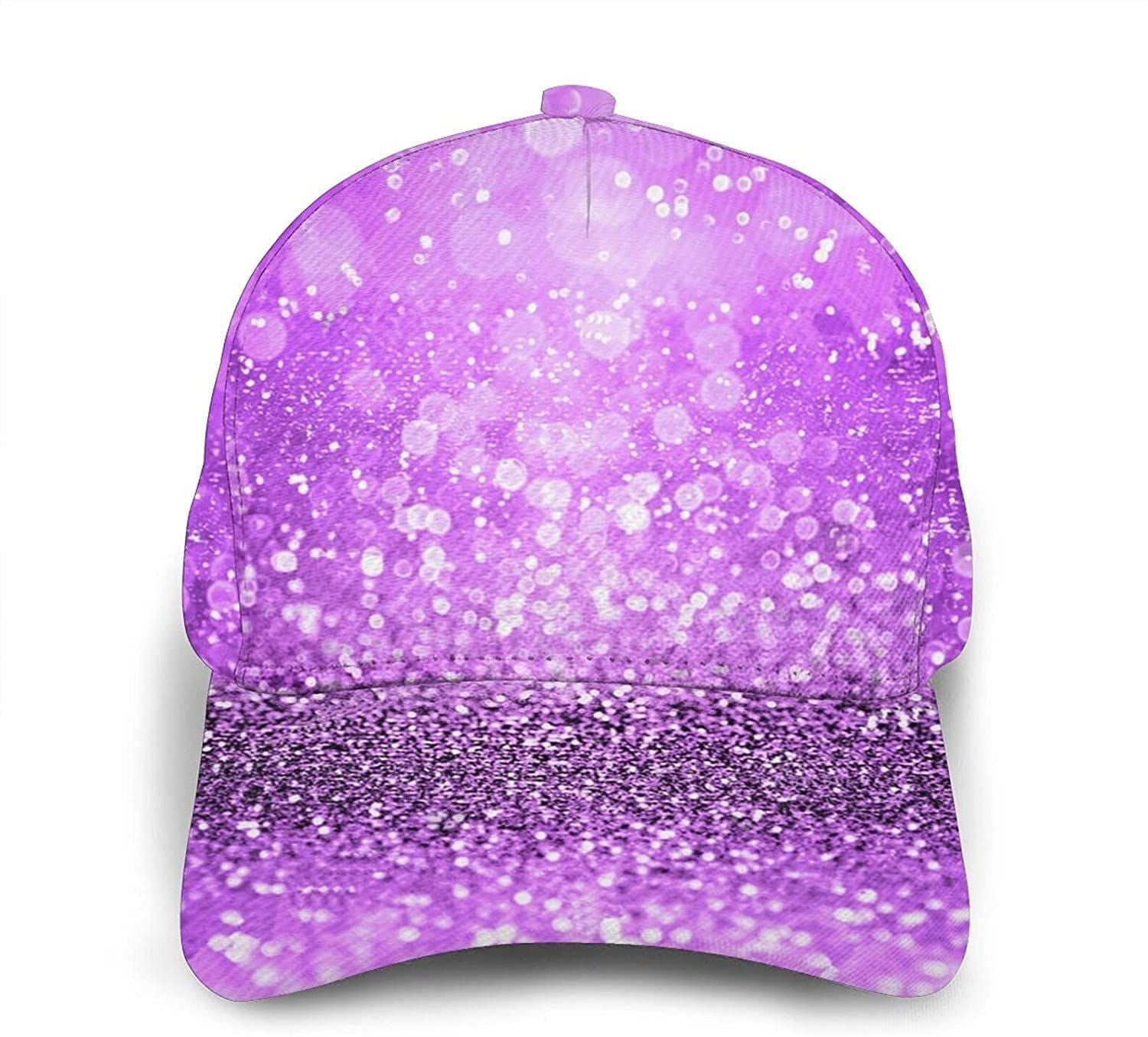 Sparkling Purple Glitter Print Classic Baseball 3D Cap Adjustable Twill Sports Dad Hats for Unisex Trucker Hats Custom Hats Gifts For Men & Women