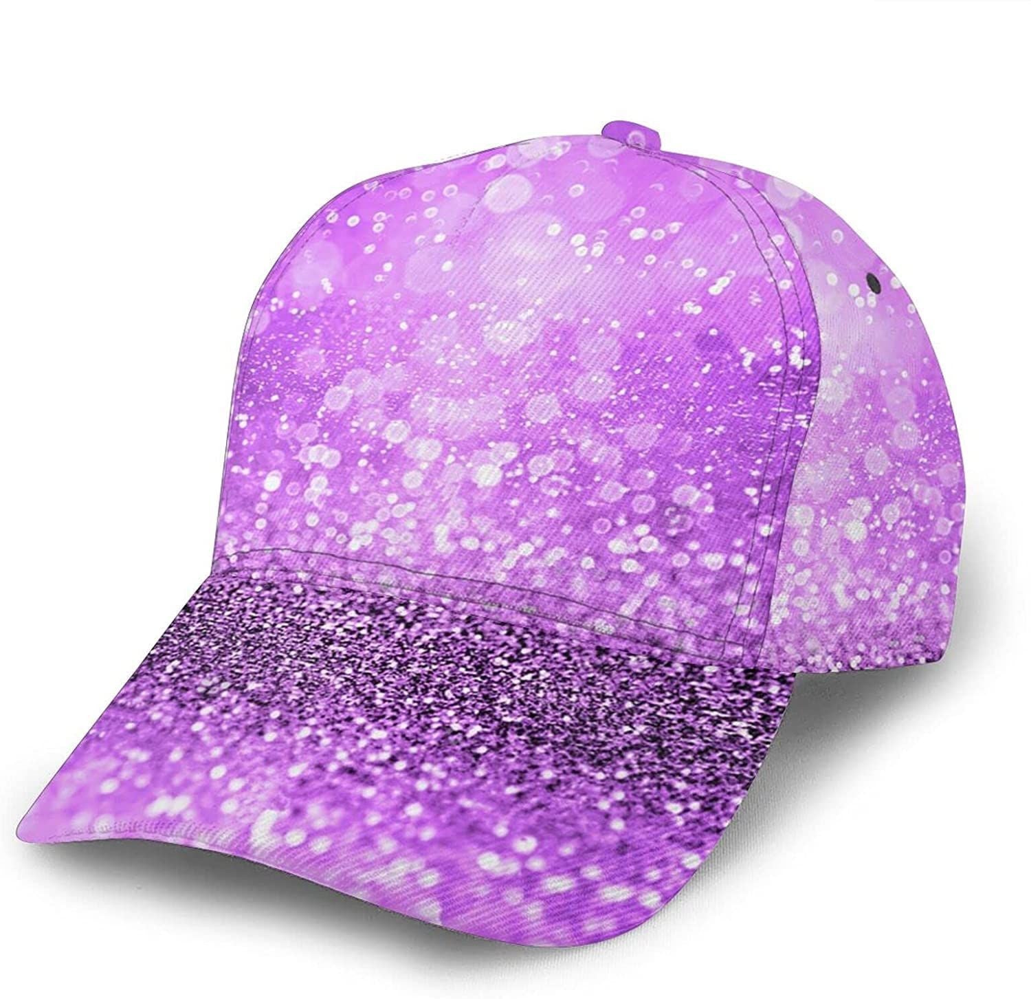 Sparkling Purple Glitter Print Classic Baseball 3D Cap Adjustable Twill Sports Dad Hats for Unisex Trucker Hats Custom Hats Gifts For Men & Women