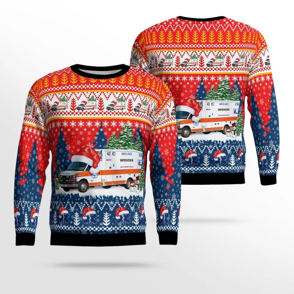 Spencer Massachusetts Spencer Rescue and Emergency Squad Inc AOP Ugly Sweater Unisex Christmas Gift