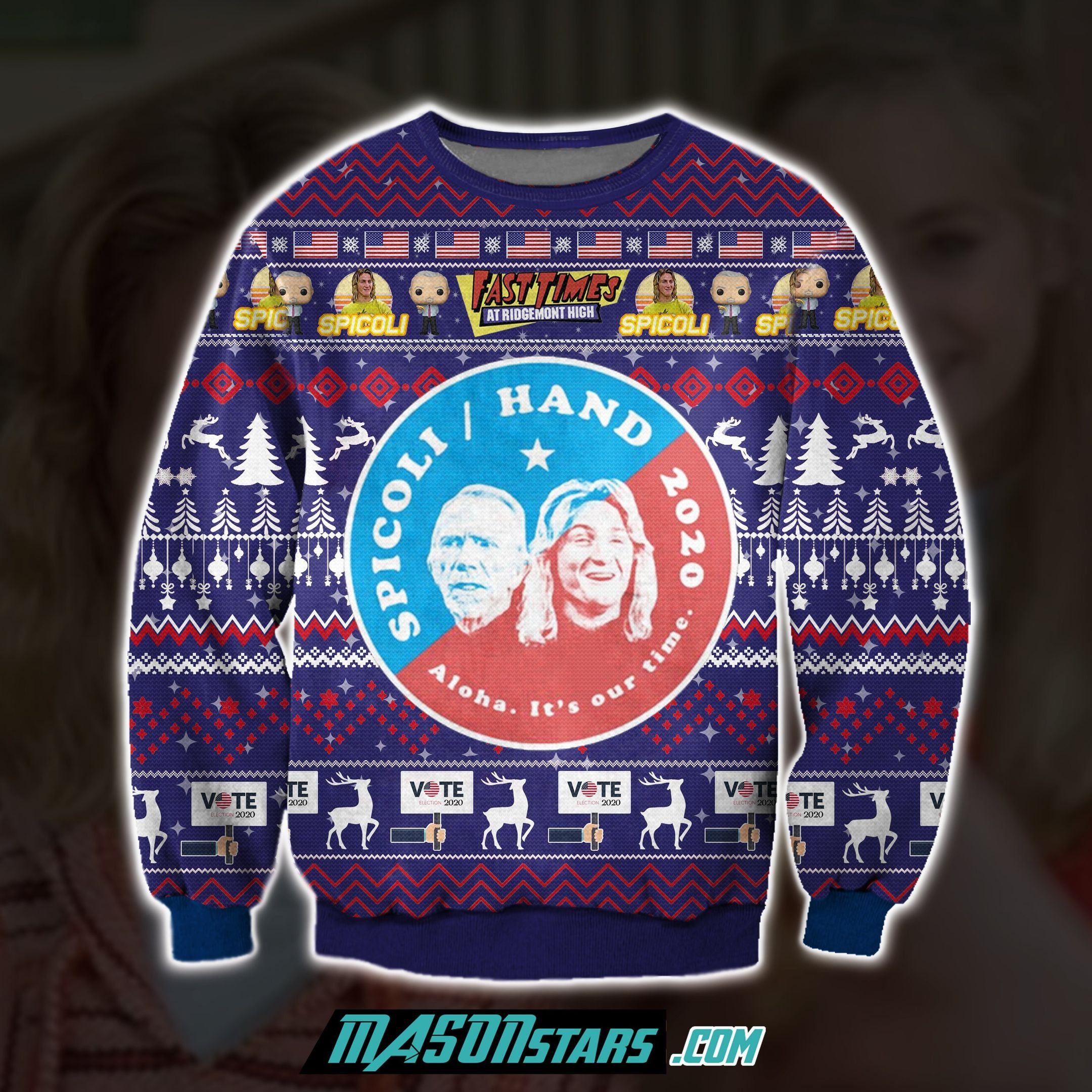Spicoli 2020 Aloha Its Our Time For Unisex Ugly Christmas Sweater Adult 3D Funny Matching for family