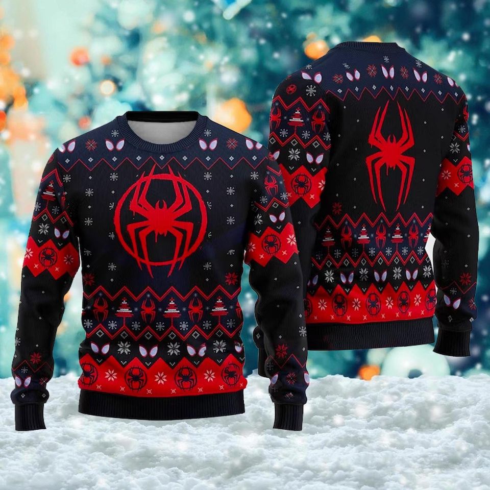 Spider Across Ugly Christmas Sweater, Spider Hero Ugly Christmas Shirt