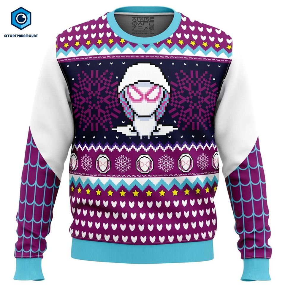 Spider Gwen Ugly Christmas Sweater, Gwen Stacy Sweater, Super Heroes Christmas - Image 3