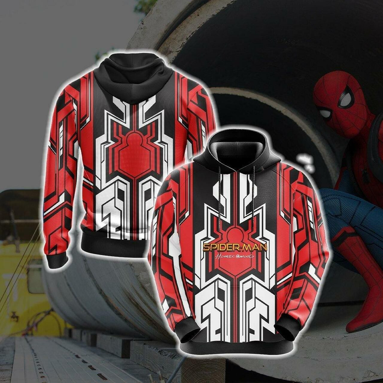 Spider-Man Homecoming Logo 3D All Over Print Hoodie, Zip Hoodie