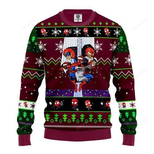 Spiderman Christmas Pattern For Spiderman Lovers Ugly Christmas Sweater Adult 3D Funny Matching for family