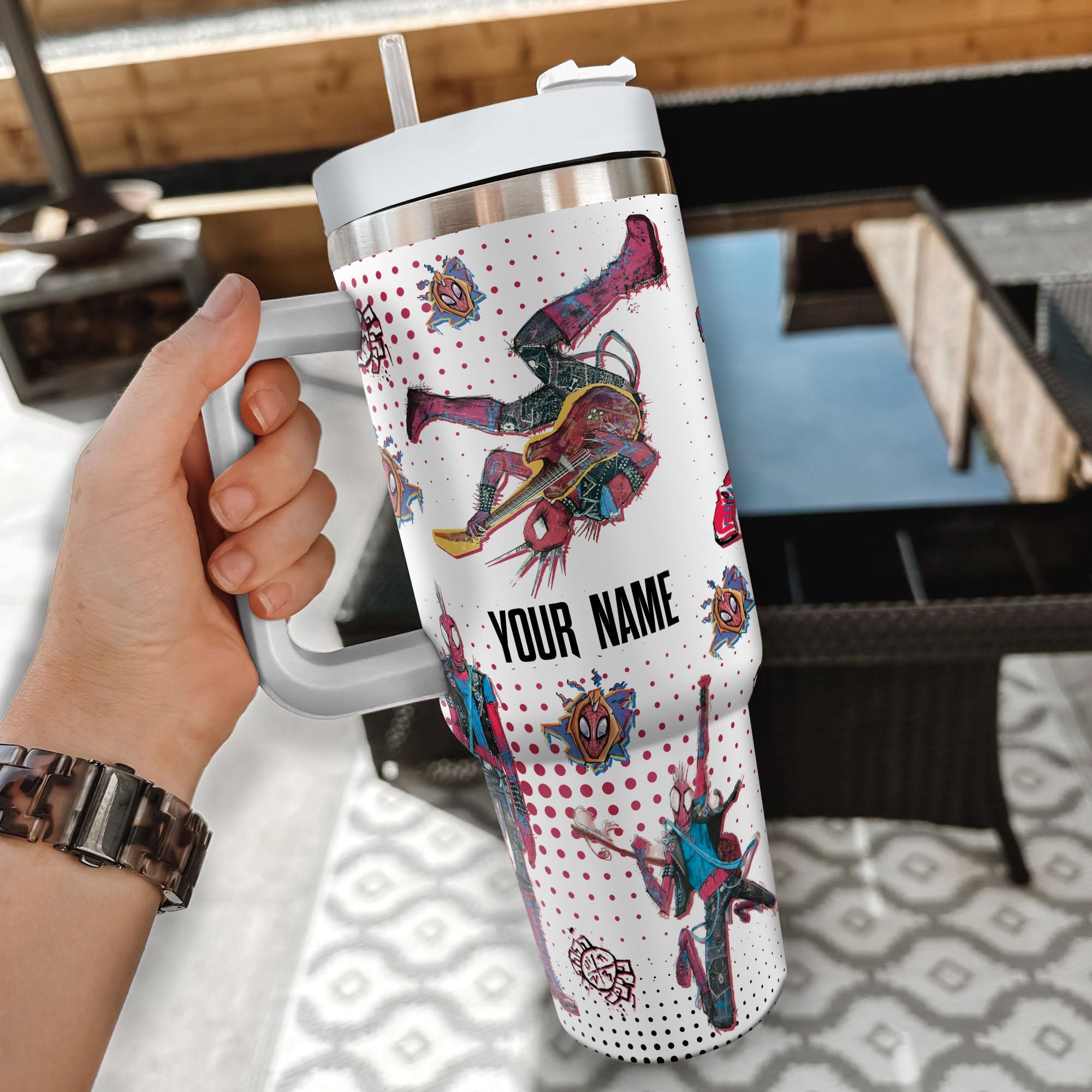 SpiderPunk Spiderman Marvel Cartoon Custom Stanley Cup 40 oz 30 oz Tumbler With HandleTVC2301976 - Image 2