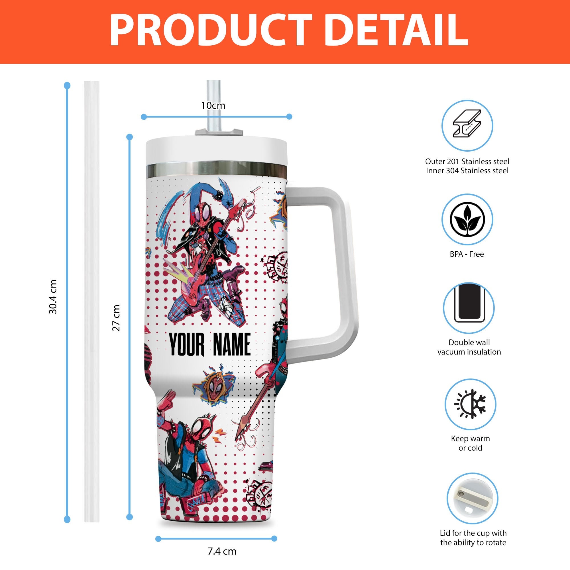 SpiderPunk Spiderman Marvel Cartoon Custom Stanley Cup 40 oz 30 oz Tumbler With HandleTVC2301976 - Image 4