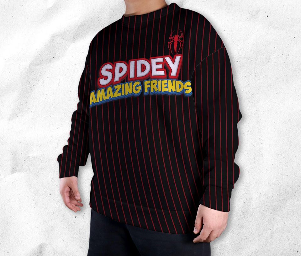 Spidey And His Amazing Friends Funny Sweatshirts Cartoon Sweatshirts Spider Sweatshirt Gift - Image 5