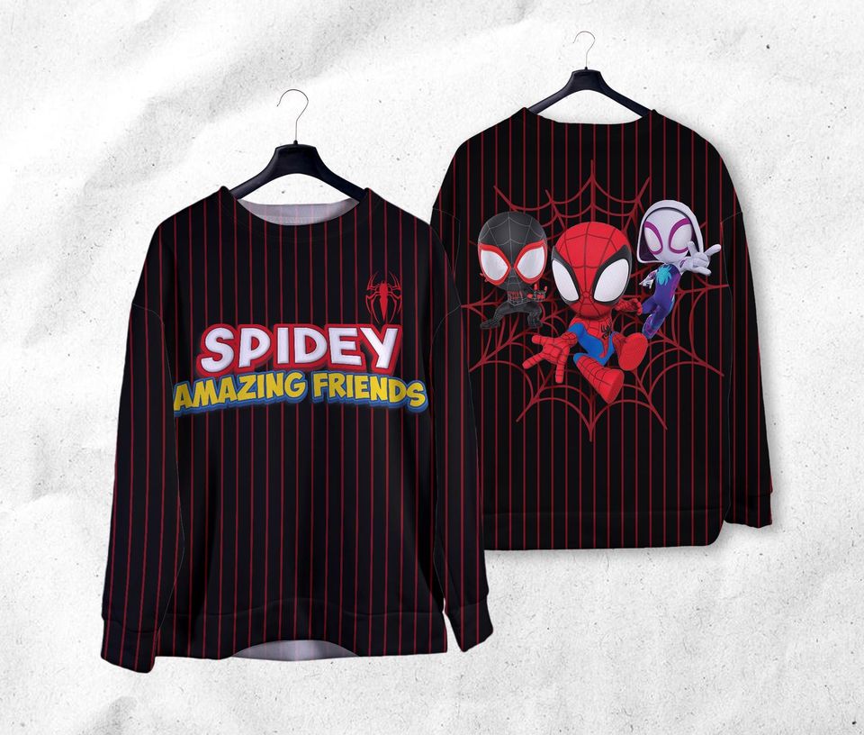 Spidey And His Amazing Friends Funny Sweatshirts Cartoon Sweatshirts Spider Sweatshirt Gift