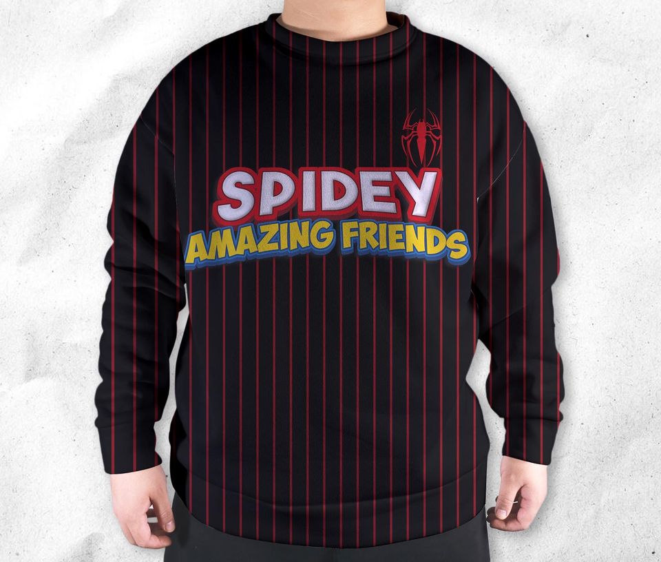 Spidey And His Amazing Friends Funny Sweatshirts Cartoon Sweatshirts Spider Sweatshirt Gift - Image 3