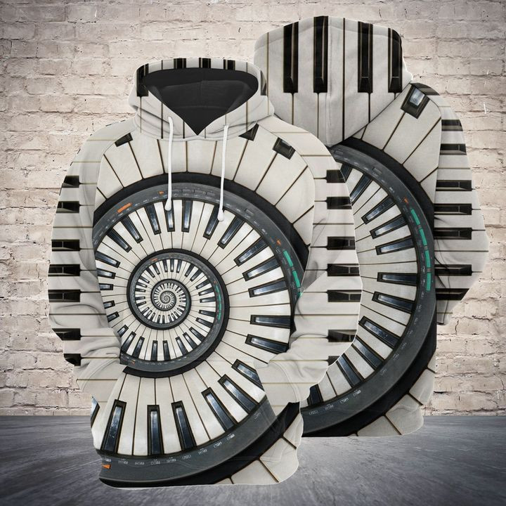 Spiral Piano 3D All Over Print Hoodie, Zip Hoodie