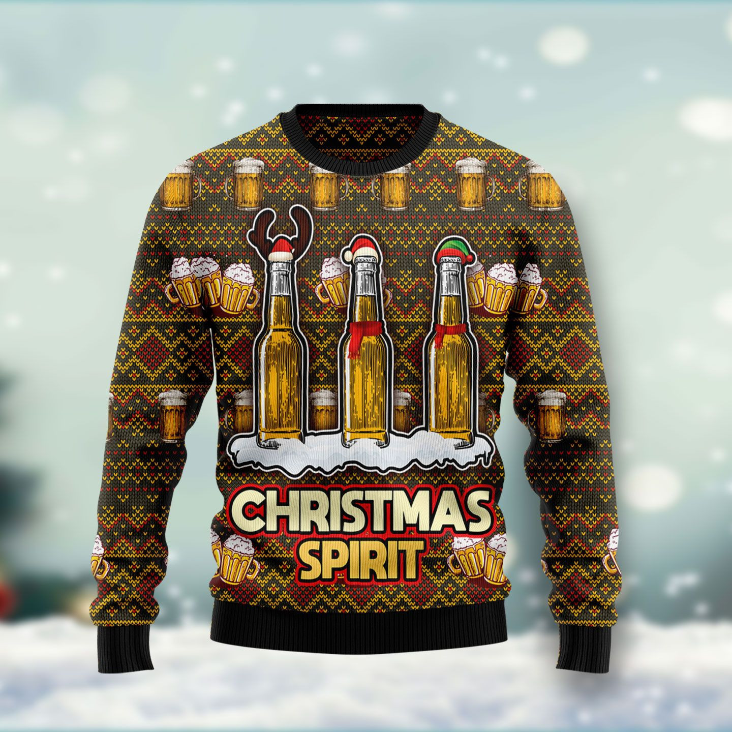 Spirit Beer Ugly Christmas Sweater Adult 3D Funny Matching for family