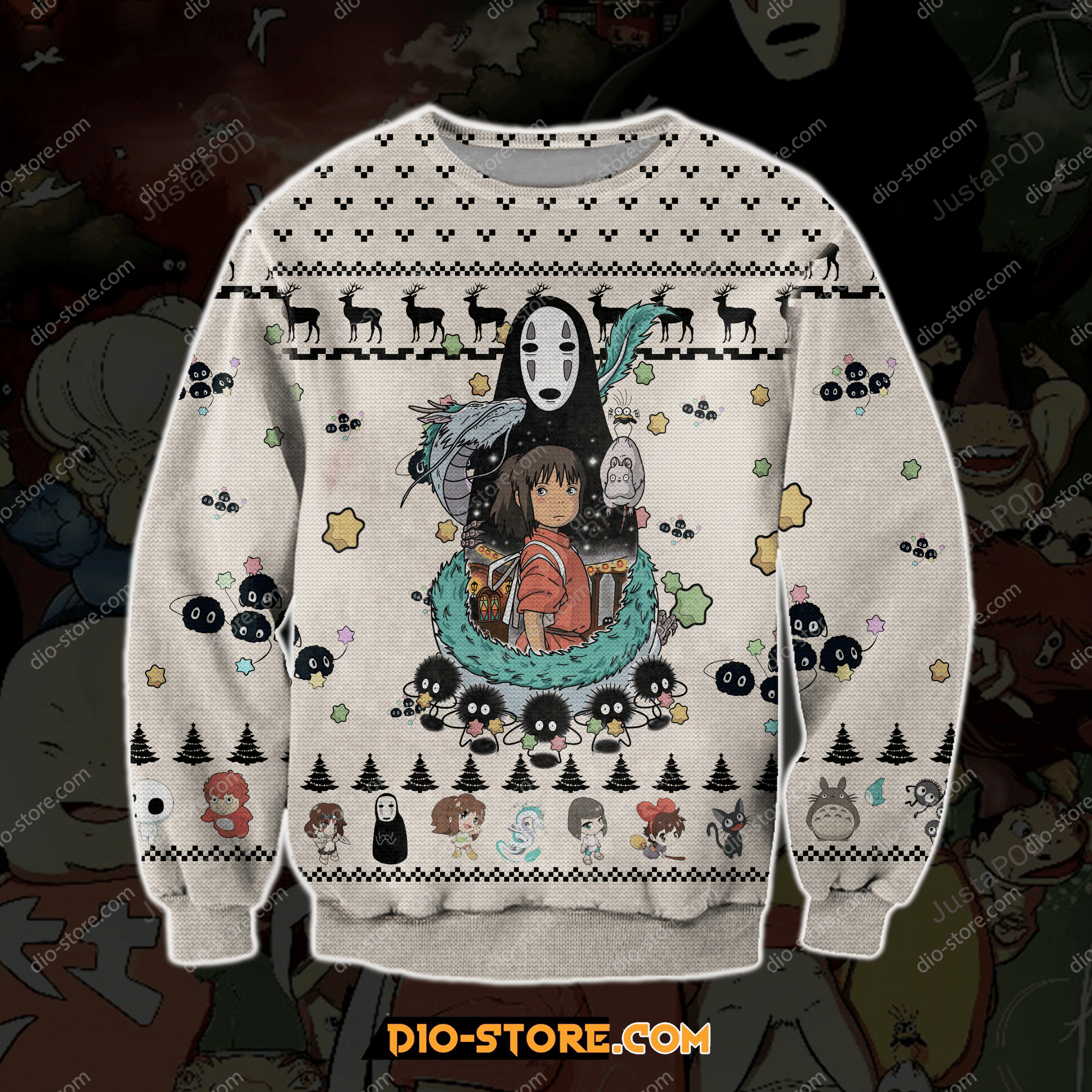 Spirited Away Studio Ghibli Ugly Christmas Sweater Adult 3D Funny Matching for family