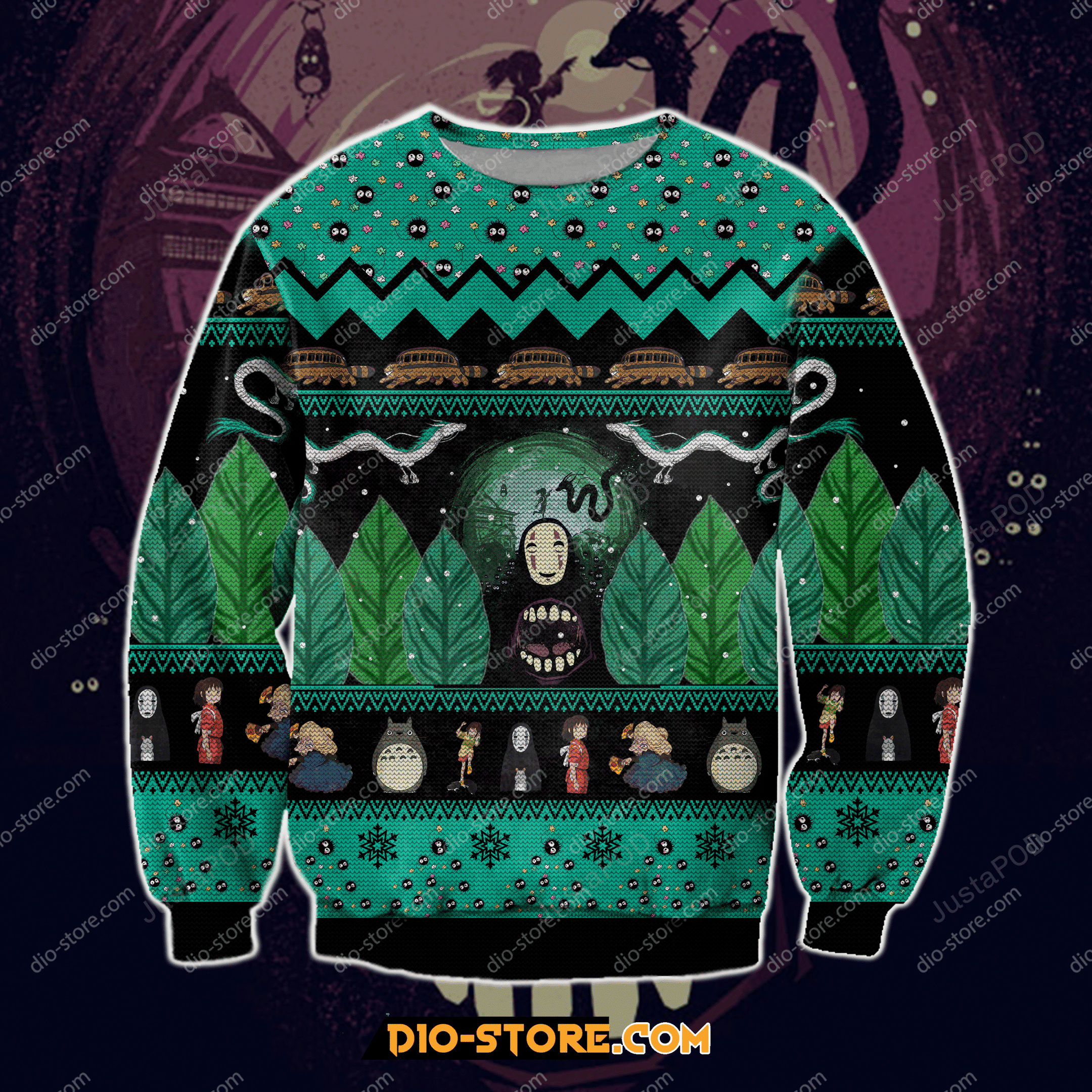 Spirited Away Totoro 3D Print Ugly Christmas Sweater Adult 3D Funny Matching for family