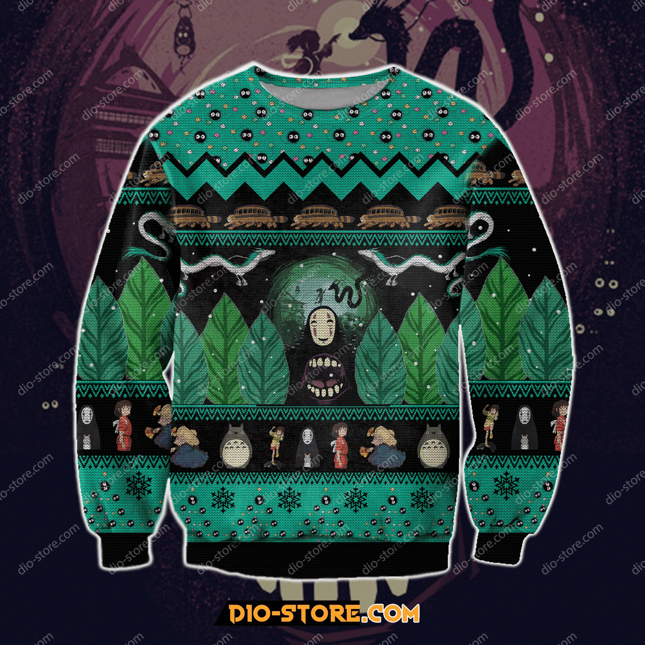 Spirited Away Totoro Ugly Christmas Sweater Adult 3D Funny Matching for family