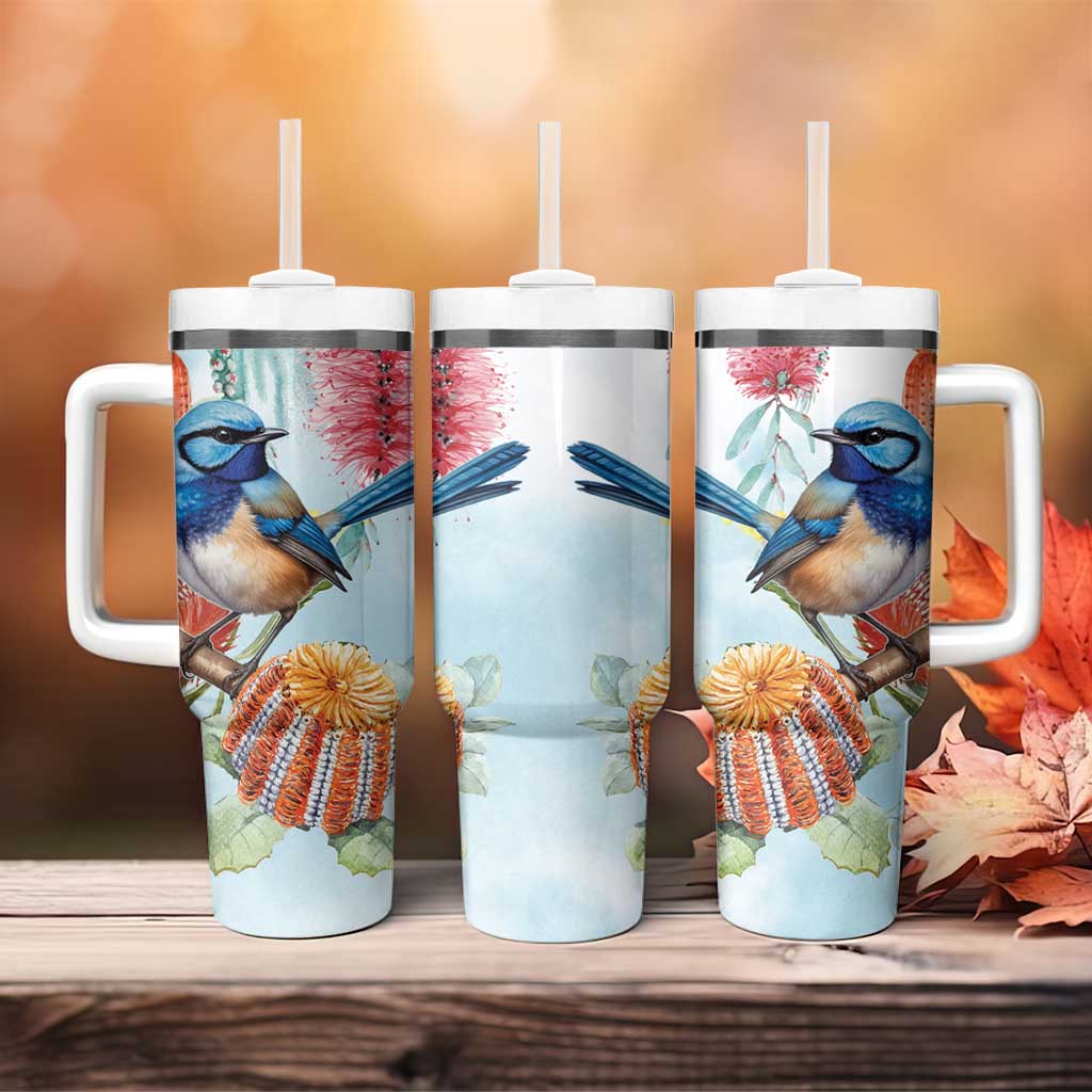 Splendid Fairy-wren Australia Aussie National Flowers â€“ Watercolor Style Custom Stanley Cup 40 oz 30 oz Tumbler With HandleTVC2301324