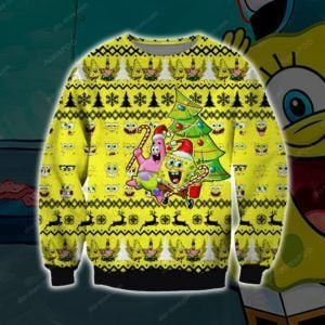 Spongebob 3D All Over Print Christmas Sweater, Ugly Christmas Sweater Adult 3D Funny Matching for family