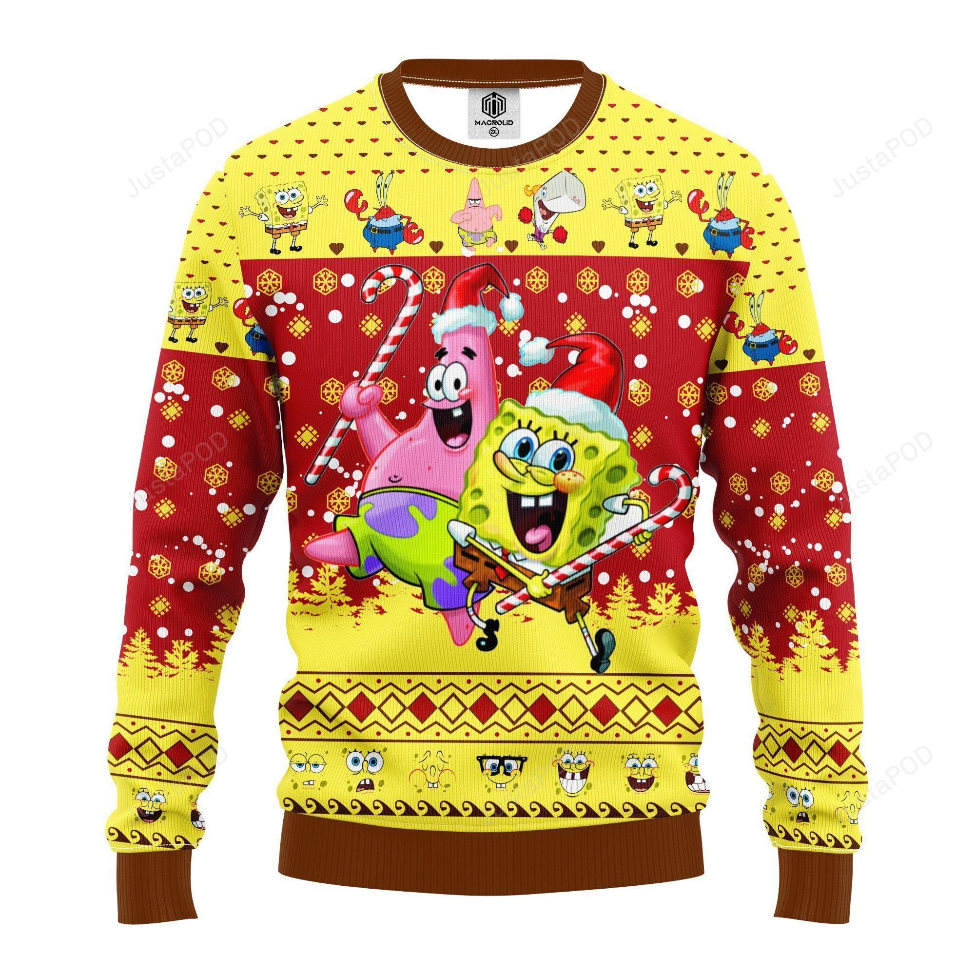 Spongebob Patrick Ugly Christmas Sweater Adult 3D Funny Matching for family