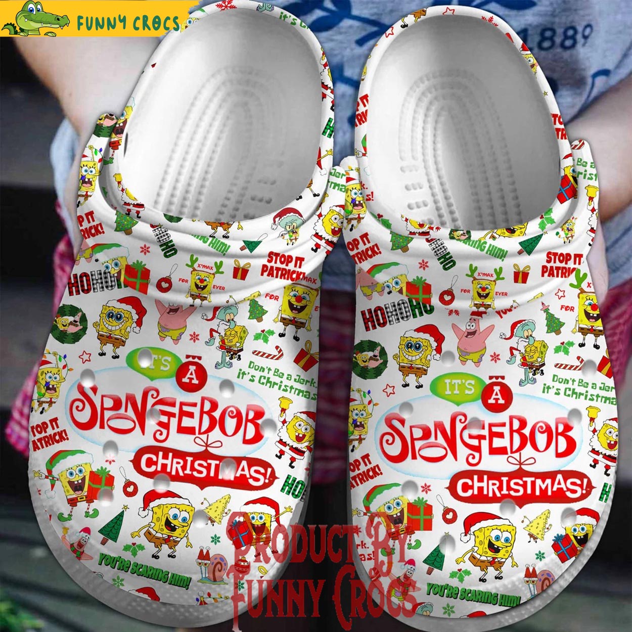 Spongebob Squarepants Cartoon Christmas Crocs Crocband Clogs Shoes Comfortable For Men Women and Kids