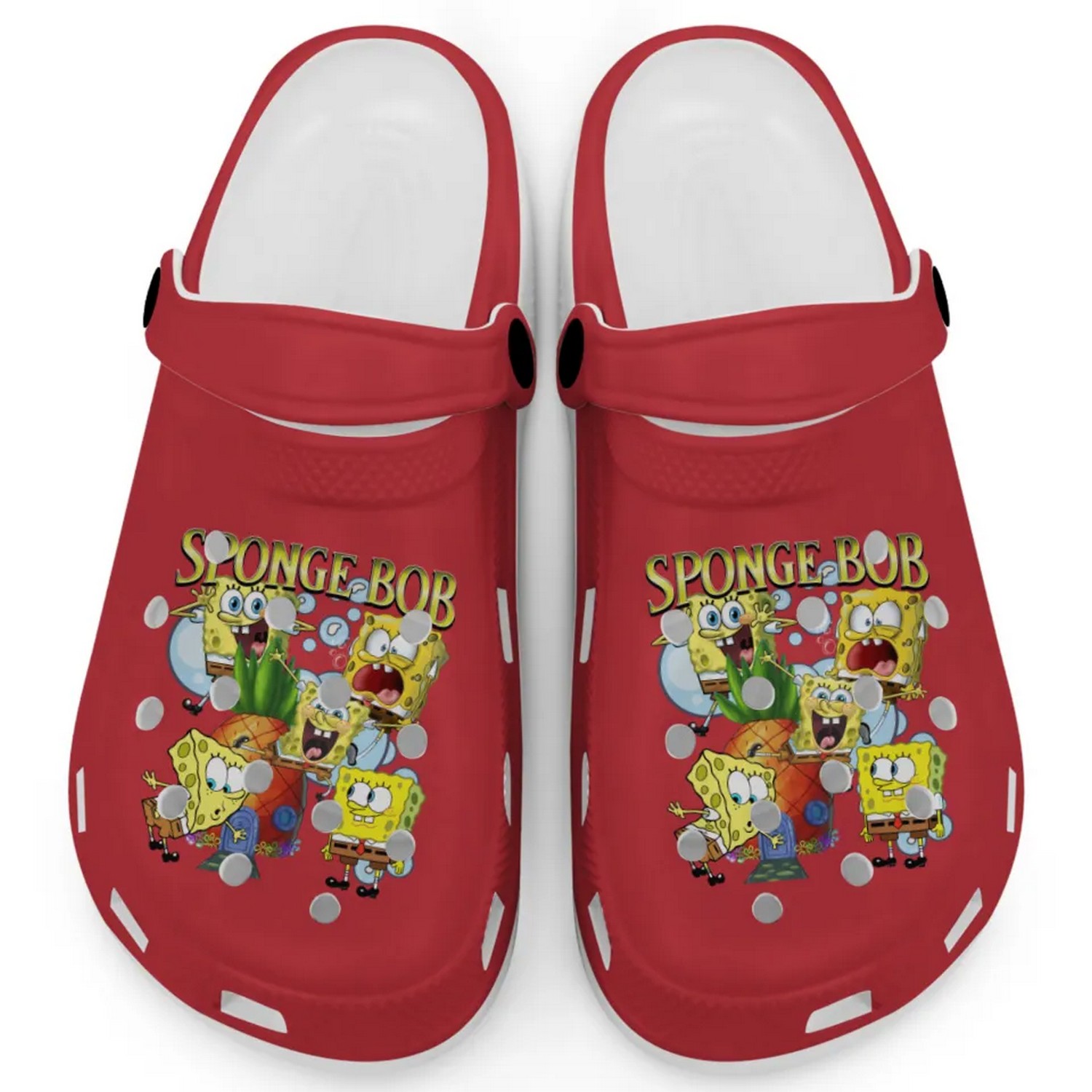 Spongebob Squarepants Cartoon Cranberry Crocs Crocband Clogs Shoes Comfortable For Men Women and Kids